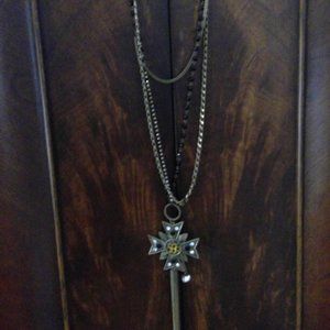 Betsey Johnson Maltese Cross  long necklace